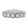 wholesale S925 Sterling Silver New Light Luxury Style Full Diamond-Embedded Emerald Cut Black Enamel Fashion Bracelet-0-4