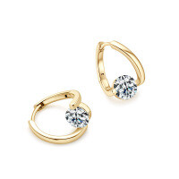 Sterling Silver Double-Layer Earrings with Moissanite, Minimalist Design for Women.-[Dazzling] - Gold  925 Silver