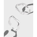 wholesale S925 sterling silver minimalist irregular wave design glossy plain open ring for women-0-1
