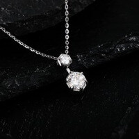 S925 Silver Cross-Border European and American Pendant Necklace with Moissanite and Princess Cut, Women's Fashion Rectangle Choker-S925 sterling silver + 1 carat moissanite MS-1028B