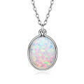 S925 Silver Saturn Orbit Opal Pendant Necklace-0-9