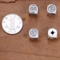 wholesale 999 Silver Auspicious and Propitious Spacer Beads 3D Hard Silver Three-Dimensional Square Geometric Beads DIY Crystal Bracelet Stringing Accessories-0-1