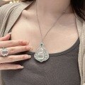 wholesale S925 Sterling Silver Icy Chalcedony Agate Jadeite Laughing Buddha Pendant Necklace, New Chinese Style Design-0-1