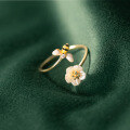 wholesale 925 Sterling Silver Daisy Bee Shell Ring for Women, Korean Style Unique Niche Design Jewelry R00079-0-3
