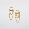 wholesale S925 silver circular chain tassel ear clip Korean style personalized women's double-layer minimalist earrings M02092-0-1