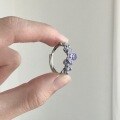 wholesale S925 Sterling Silver Monet Wisteria Flower Ring Romantic and Exquisite Vintage Purple Flower Enamel Drop Ring for Women-0-1