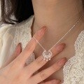 wholesale S925 Sterling Silver Chalcedony Peace Lock Necklace for Women New Chinese Style Luxury Versatile High-End Collarbone Chain-0-1