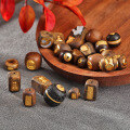 wholesale 925 Sterling Silver Gold-Plated Natural Agarwood Barrel Bead Old-Type Bead Pendant Necklace Extension Chain DIY Jewelry Accessories-0-2
