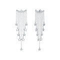 wholesale 925 Sterling Silver Tassel Star Earrings, Five-Pointed Star, Luxurious and Elegant, Convertible for Banquet and Evening Wear-0-0