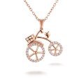 wholesale 18K Gold Fresh and Sweet Bicycle Lovers Diamond Pendant, Ladies Small Luxury Style 9K Moissanite Necklace for Gift-0-4