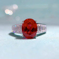 wholesale S925 Silver New 7*9 Oval Ruby Ring for Women,Ins Style Fashion and Versatile-0-0