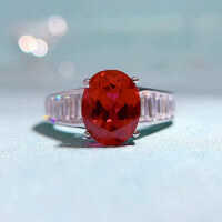 wholesale S925 Silver New 7*9 Oval Ruby Ring for Women,Ins Style Fashion and Versatile-R444 Red Diamond No.9