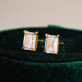 Sterling Silver Moissanite Earrings, Emerald-Cut Rectangle, Light Luxury, Cross-Border Wholesale-0-2