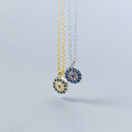 wholesale S925 Silver Nalan Evil Eye Necklace Turkish Blue Eye Circular Geometric Mini Collarbone Chain D3908-0-1