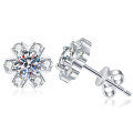 S925 Sterling Silver Moissanite Snowflake Earrings, Light Luxury, Versatile Women's Earrings-0-3