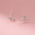 wholesale S925 Sterling Silver Fresh and Sweet Ins Style Exquisite and Lovely Diamond-inlaid Hollow Little Cat Ear Studs M06643-0-4