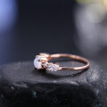 wholesale S925 Sterling Silver Rose Gold Plated Dainty Natural Gemstone Ring with Creamy Blue Moonstone, Korean Style-0-3