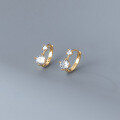 wholesale S925 silver Korean-style ear clips for women, fashionable and minimalist, elegant for commuting, with diamond-encrusted round hoop earrings M01319-0-0