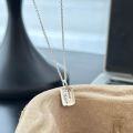 wholesale S925 Sterling Silver Korean Ins Style Fashion Minimalist Versatile Letter Square Plate Goodluck Pendant Block Necklace-0-0