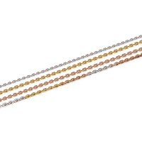 wholesale 18K Yellow Gold, 14K White Gold, 9K Rose Gold Flash O-Link Cross Truck Pattern Chain Bone Necklace Available in Various Sizes and Lengths-Rose Gold 9K Carved Cross Chain 18 inches (0.25*0.85)