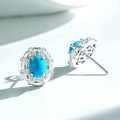 925 Sterling Silver Turquoise Set Necklace Women's Simple Full Diamond Stud Earrings Pigeon Egg Ins Style Chain-0-2