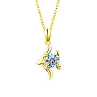 S925 Sterling Silver Moissanite Zodiac Necklace for Women-Sagittarius (November 23 - December 21) (Gold)  1-carat moissanite