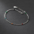 wholesale S925 silver ethnic-style minimalist delicate rainbow bead round pearl bracelet S5369-0-2