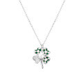 wholesale S925 metal maker four-leaf clover necklace, Korean-style trendy zircon fashion color-blocking petal necklace for women, ready stock wholesale-0-4