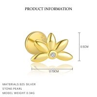 wholesale S925 Sterling Silver Tassel Zircon Flat Back Earrings For Women, French Style Trendy Luxury High-end European And American Wholesale-E4665-Gold/Single 925 Silver