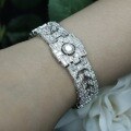 wholesale 925 Silver Gold-Plated Bracelet with High-Carbon Diamond, White G Color, Round Cut, Art Deco Vintage-Style Versatile Women's Bracelet-0-2