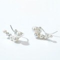 wholesale S925 Silver Korean and Japanese New Style Two-Way Earrings for Women, Inlaid with Shell Pearls, Ear Cuff, Niche Design, High-End Feel, Wholesale from Manufacturer-0-2
