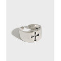 wholesale S925 Sterling Silver Vintage Distressed Cross Korean Style Ins Ring for Women Knuckle Ring Tail Ring-0-0