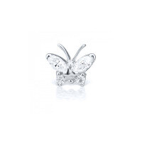wholesale 925 Sterling Silver Single Butterfly Stud Earring With Zircon Piercing Cartilage, Trendy Ins Style-Single platinum 925 silver