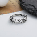 wholesale S925 Sterling Silver Double Layer English Letters Love Me Ring Sweet and Cool Style Niche Fashion Temperament Versatile Ring-0-1