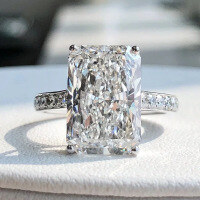 wholesale S925 Sterling Silver 9*13mm Rectangular White Diamond Ring for Women, Cross-border, Ins Style, Simple and Everyday-R988 White Diamond No. 6