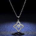 S925 Sterling Silver Moissanite Four-Pointed Star Jumping Heart Pendant Necklace-0-2