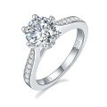 wholesale Metal material, unique niche design one-carat moissanite turning luck center ring instantly passes diamond tester as real diamond-0-4