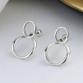 wholesale S925 Sterling Silver Hong Kong Style Minimalist Geometric Double Hoop Earrings for Women, Simple and Elegant, Versatile Accessory-0-0