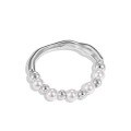 wholesale S925 Sterling Silver INS Style Women's Ring, Personalized High-End Pearl Design with Exquisite Shell Pearl, Adjustable Open Ring-0-8