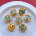 wholesale S925 ancient method gold-plated silver fittings with natural jadeite butterfly spacer beads and enamel butterfly pendant for DIY bracelet charm-0-2