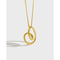 wholesale S925 Sterling Silver 359 Korean Version Ins Minimalist Irregular Heart Shape Necklace Women's Collarbone Chain Student Jewelry-18K gold 925 silver