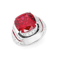 wholesale 925 Silver Gold-Plated Ring with High-Carbon Diamonds, 14ct GRA Lab-Grown Ruby, Wang Likun Same Style Women's Ring-GRC Cultured Ruby - 14ct  120kg (US size 7) (HK size 14-15, EU size 55) Ring length approximately 55mm