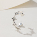 wholesale S925 Sterling Silver Minimalist Starry Sparkle Adjustable Ring for Women, Trendy Open Tail Ring in INS Style-0-0
