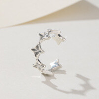 wholesale S925 Sterling Silver Minimalist Starry Sparkle Adjustable Ring for Women, Trendy Open Tail Ring in INS Style-Platinum
