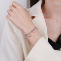 wholesale S925 Sterling Silver Japanese Korean Minimalist Sweet and Versatile Small Bead Three-Dimensional Little Heart Pendant Bracelet-0-2