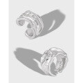 wholesale S925 Sterling Silver Textured Asymmetrical Openwork Ear Cuffs for Women, Minimalist and Edgy Ins Style-0-1