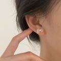wholesale S925 Sterling Silver Bow Ear Studs Women New Korean Version Luxury Fashion Minimalist Ins Earrings-0-0