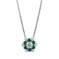 wholesale S925 Silver Red and Green Gemstone Sunflower One-Carat Diamond Necklace, Luxe Floral Pendant-0-4
