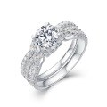 wholesale S925 Sterling Silver Cross-Border Hit Moissanite Ring Classic Fashion Set Engagement Ring Wholesale-0-4