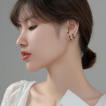 wholesale S925 silver black star ear clips for women, minimalist four-pointed star, high-end trendy earrings G9241-0-2